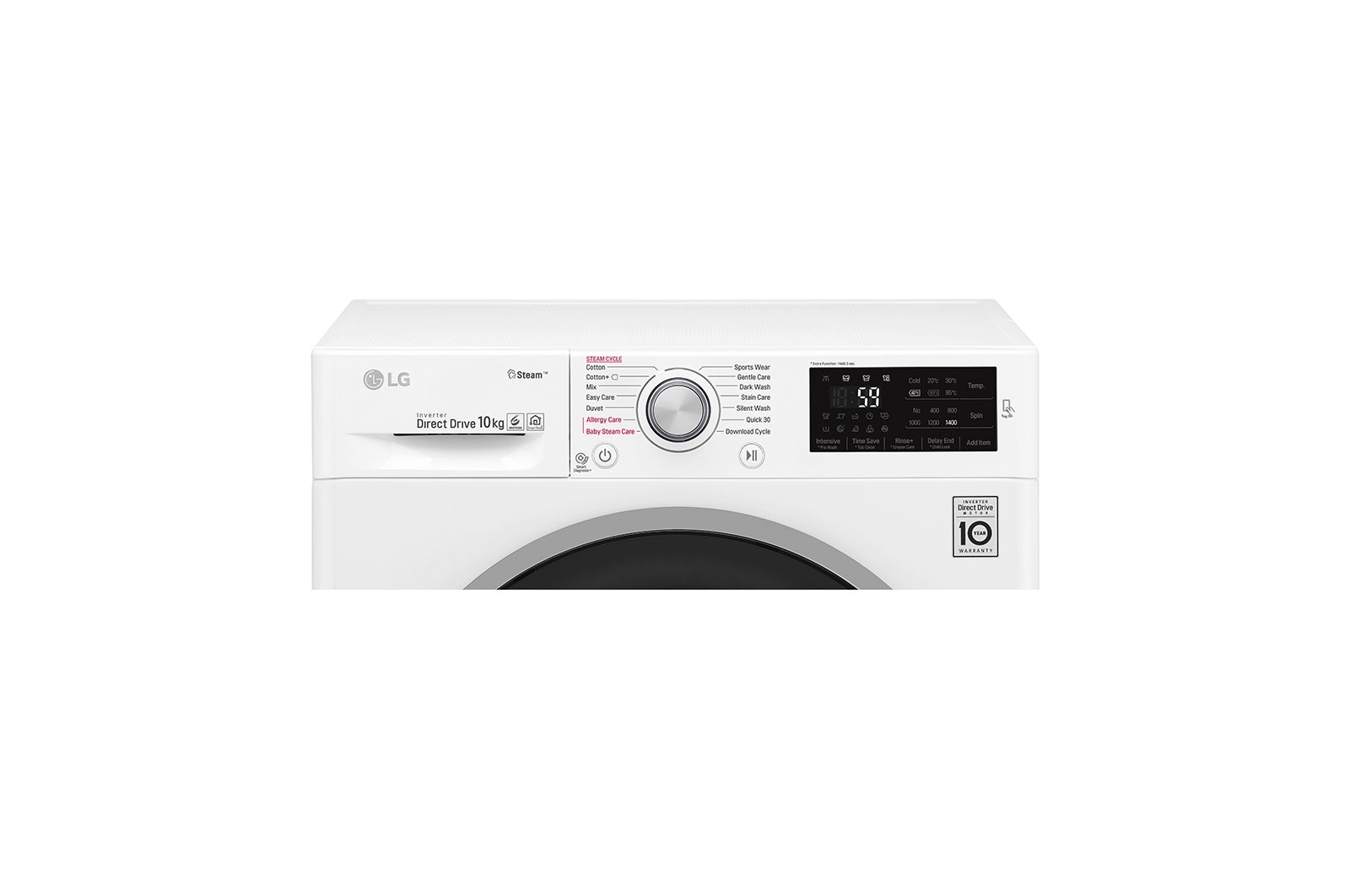 LG Lavatrice 10 kg  Lavaggio a vapore Oblò cromato, F4J6J10KG