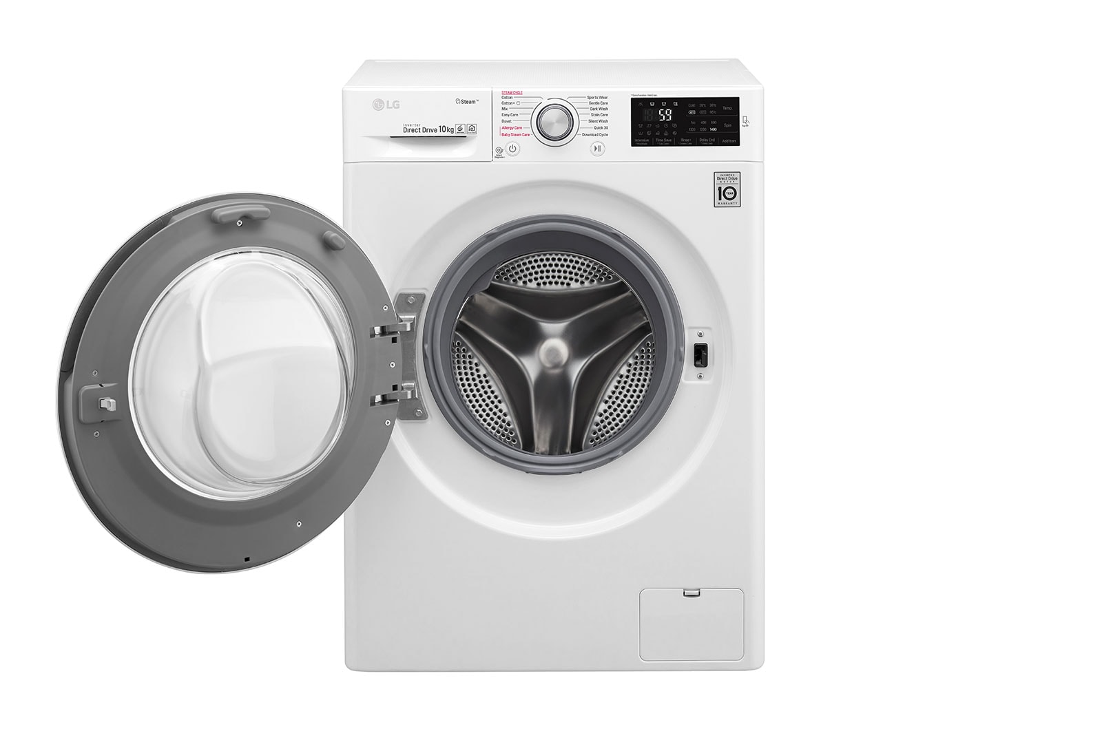 LG Lavatrice 10 kg  Lavaggio a vapore Oblò cromato, F4J6J10KG