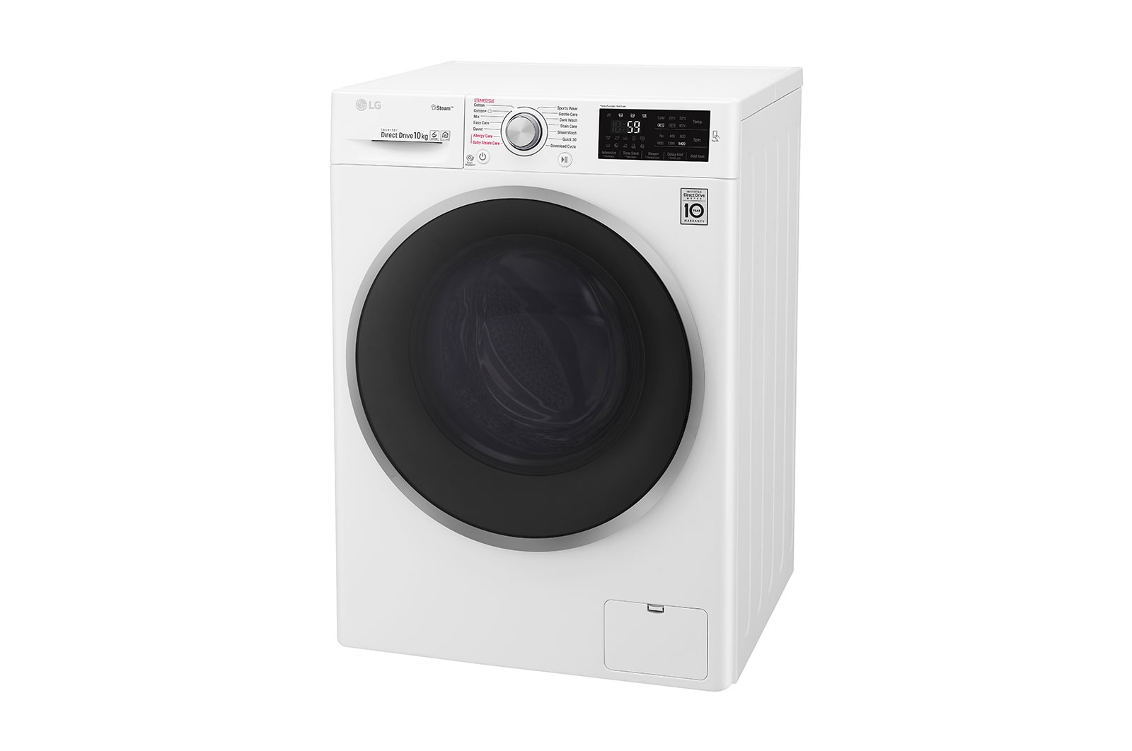 LG Lavatrice 10 kg  Lavaggio a vapore Oblò cromato, F4J6J10KG