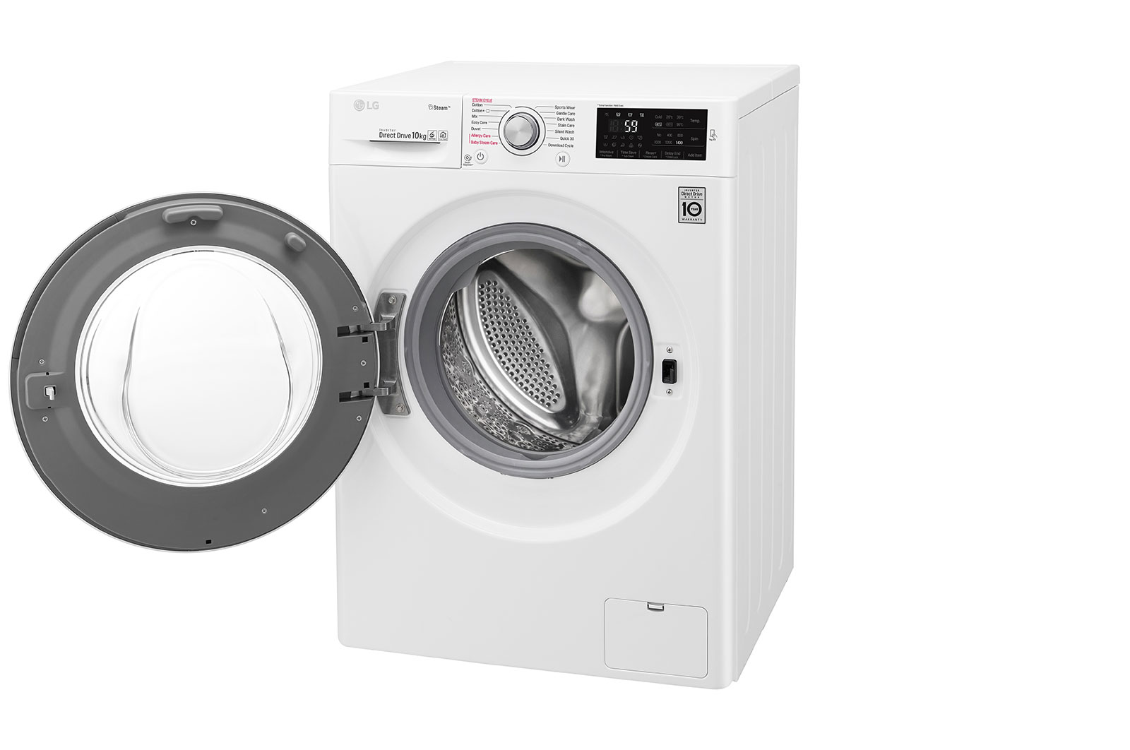LG Lavatrice 10 kg  Lavaggio a vapore Oblò cromato, F4J6J10KG