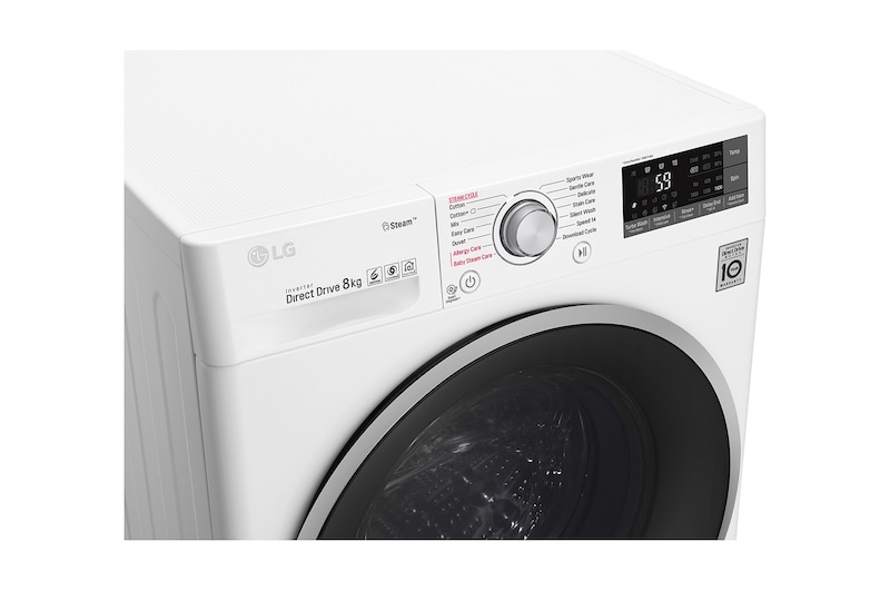 LG Lavatrice Smart TurboWash™ 8 kg  Lavaggio a vapore Oblò Ring Silver Cromato, F4J7TY1W