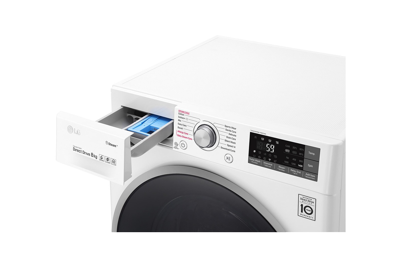 LG Lavatrice Smart TurboWash™ 8 kg  Lavaggio a vapore Oblò Ring Silver Cromato, F4J7TY1W
