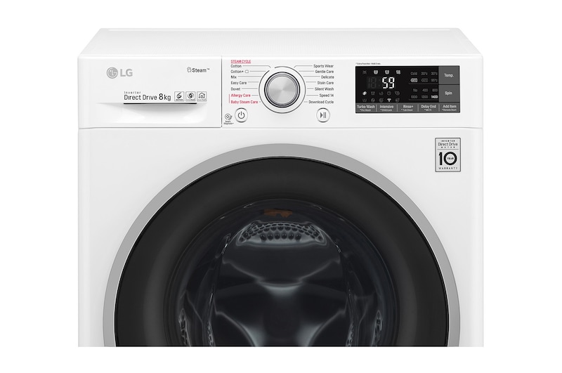 LG Lavatrice Smart TurboWash™ 8 kg  Lavaggio a vapore Oblò Ring Silver Cromato, F4J7TY1W