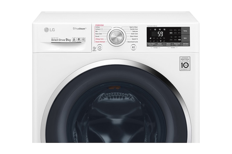 LG Lavatrice Smart TurboWash™ 9 kg  Lavaggio a vapore Oblò Ring Cromato, F4J8VS2W
