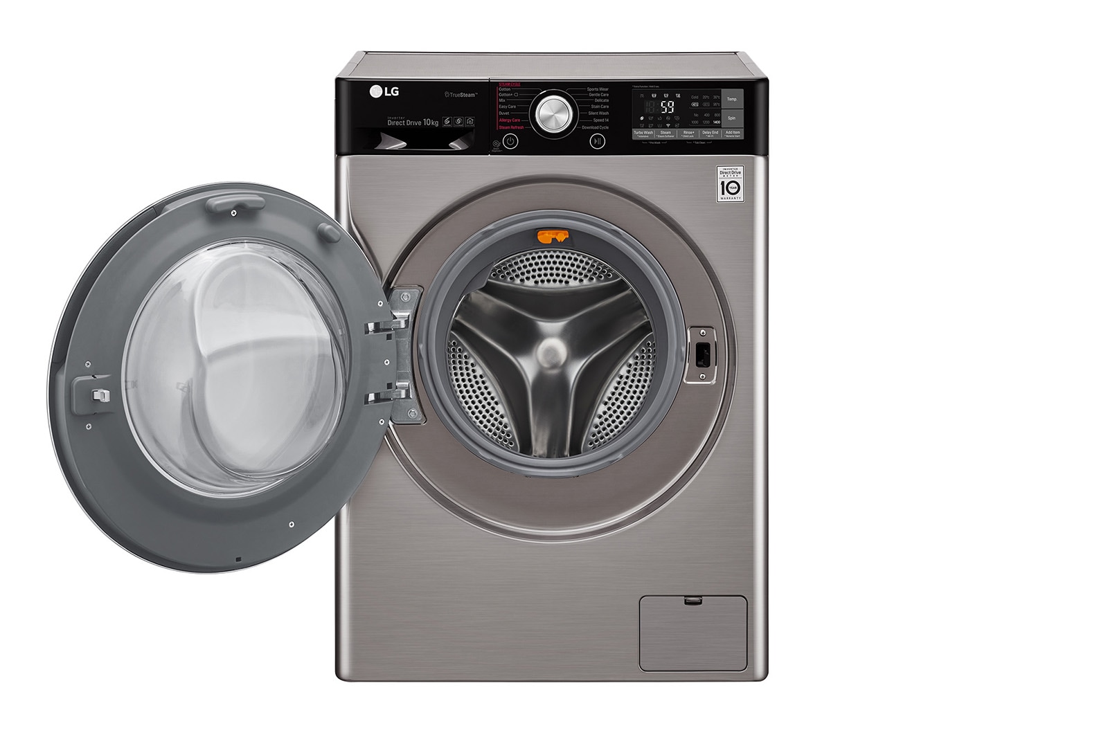LG Lavatrice Smart TurboWash™ 10 kg  Lavaggio a vapore Oblò Ring Cromato, F4J9JS2T