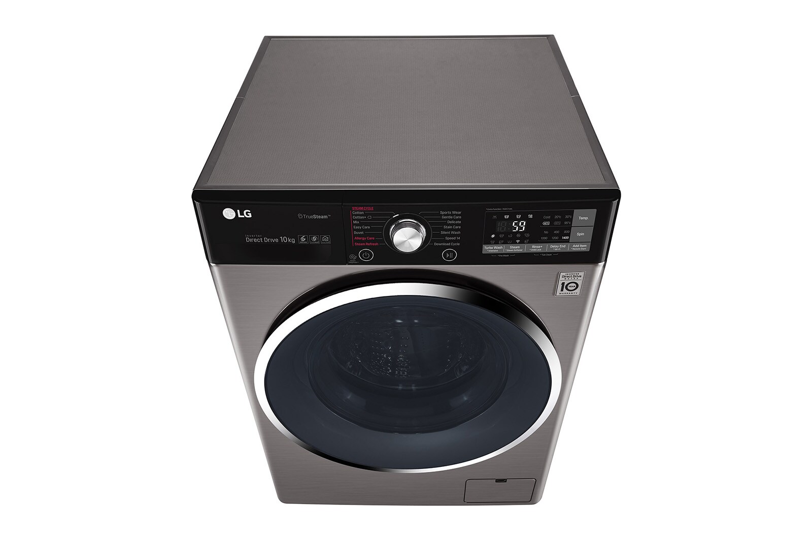 LG Lavatrice Smart TurboWash™ 10 kg  Lavaggio a vapore Oblò Ring Cromato, F4J9JS2T