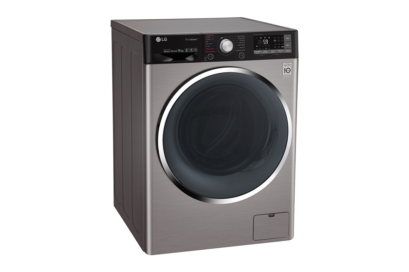 LG Lavatrice Smart TurboWash™ 10 kg  Lavaggio a vapore Oblò Ring Cromato, F4J9JS2T