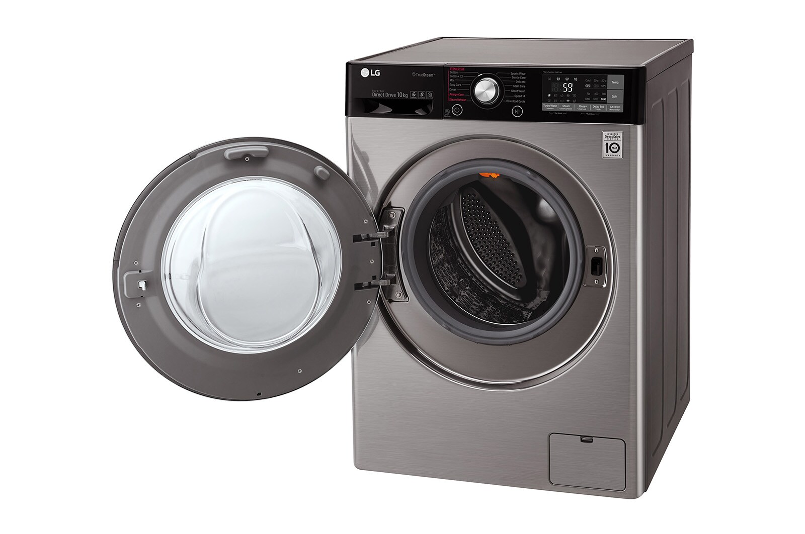 LG Lavatrice Smart TurboWash™ 10 kg  Lavaggio a vapore Oblò Ring Cromato, F4J9JS2T