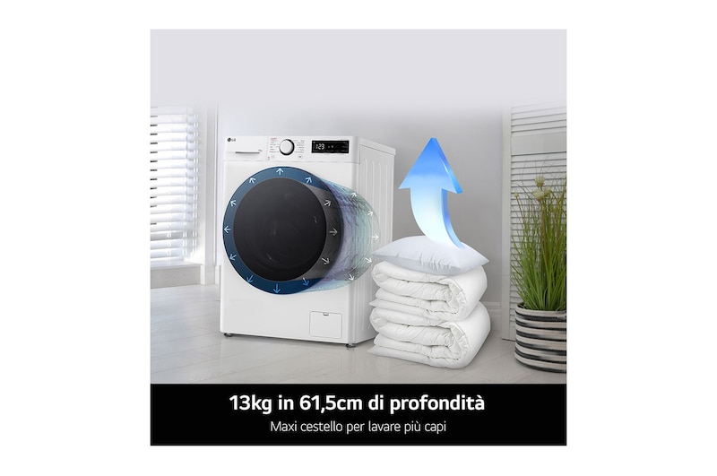 LG Lavatrice a Vapore 13kg Classe A Bianca, F4R3013NSWB