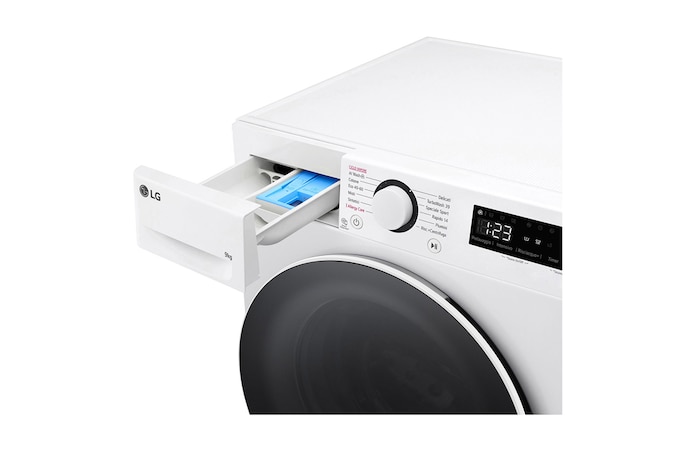 LG Lavatrice 9kg AI DD™ | Serie R5 Classe A-10% | 1400 giri, TurboWash 360, Lavaggio a vapore, Motore Direct Drive | White, F4R5009TSWW
