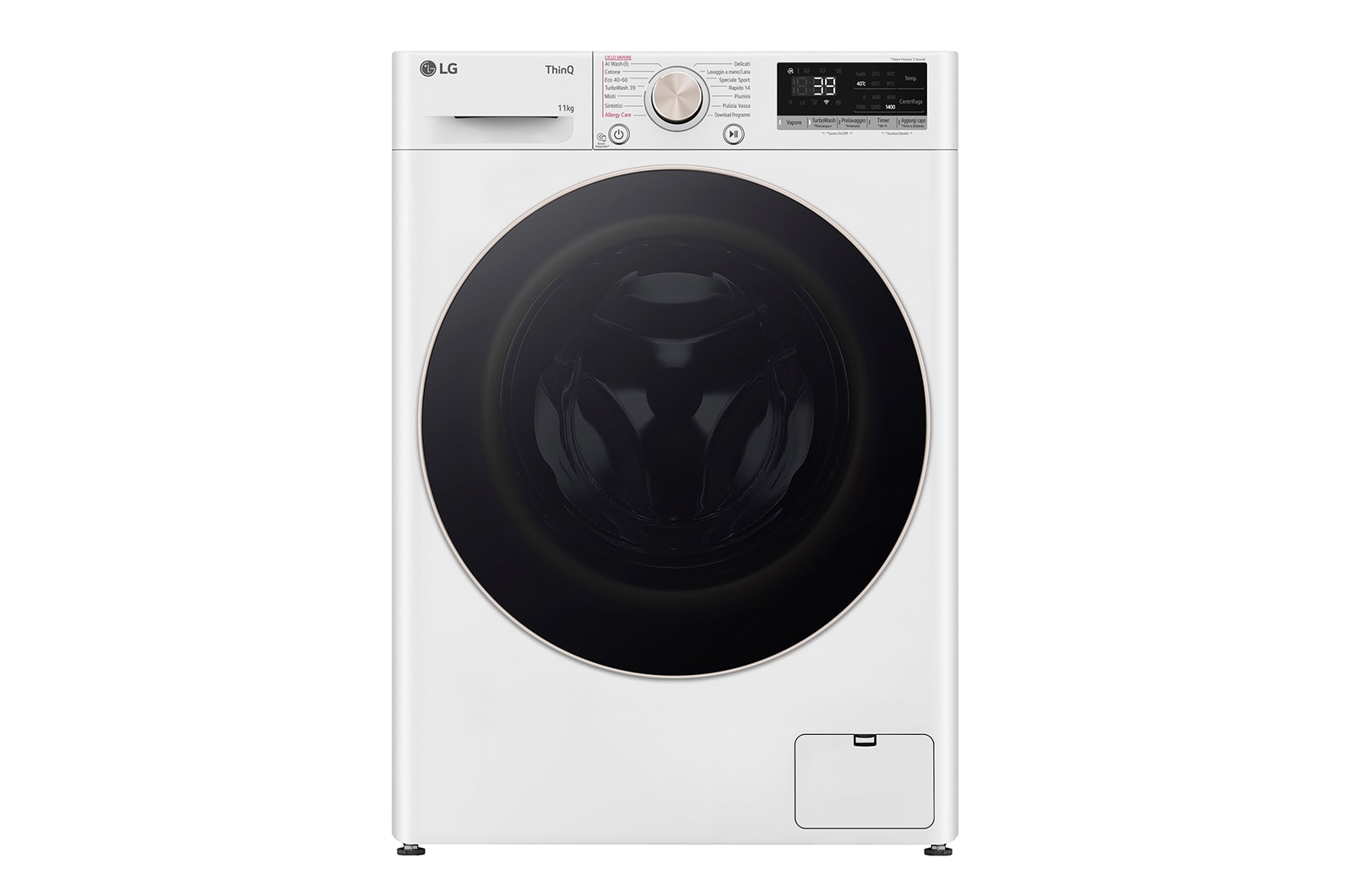 LG Lavatrice 11kg AI DD™ | Serie R7 Classe A-10% | 1400 giri, TurboWash 360, Vapore su 7 programmi, Wi-Fi | White, F4R7011TSWG