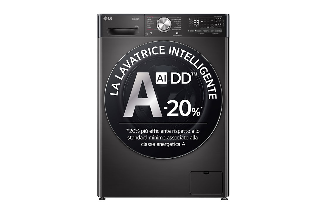 LG Lavatrice 13kg AI DD™ | Serie R9 Classe A-20% | 1400 giri, TurboWash 360, Autodosaggio, Vapore antipiega, Wi-Fi | Black, F4R9513TPBC