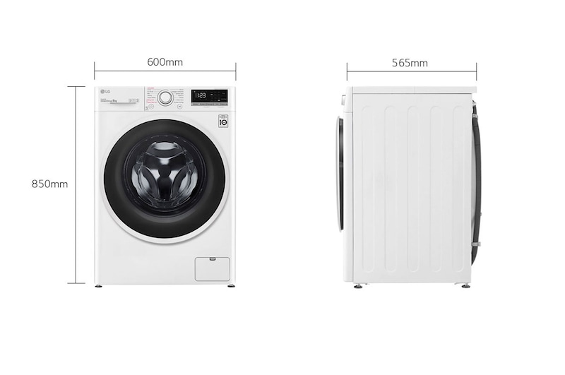 LG Lavatrice 8kg AI DD™ | Serie V3 Classe B | 1400 giri, Lavaggio a vapore, Inverter Direct Drive | White, F4WE408AIDD