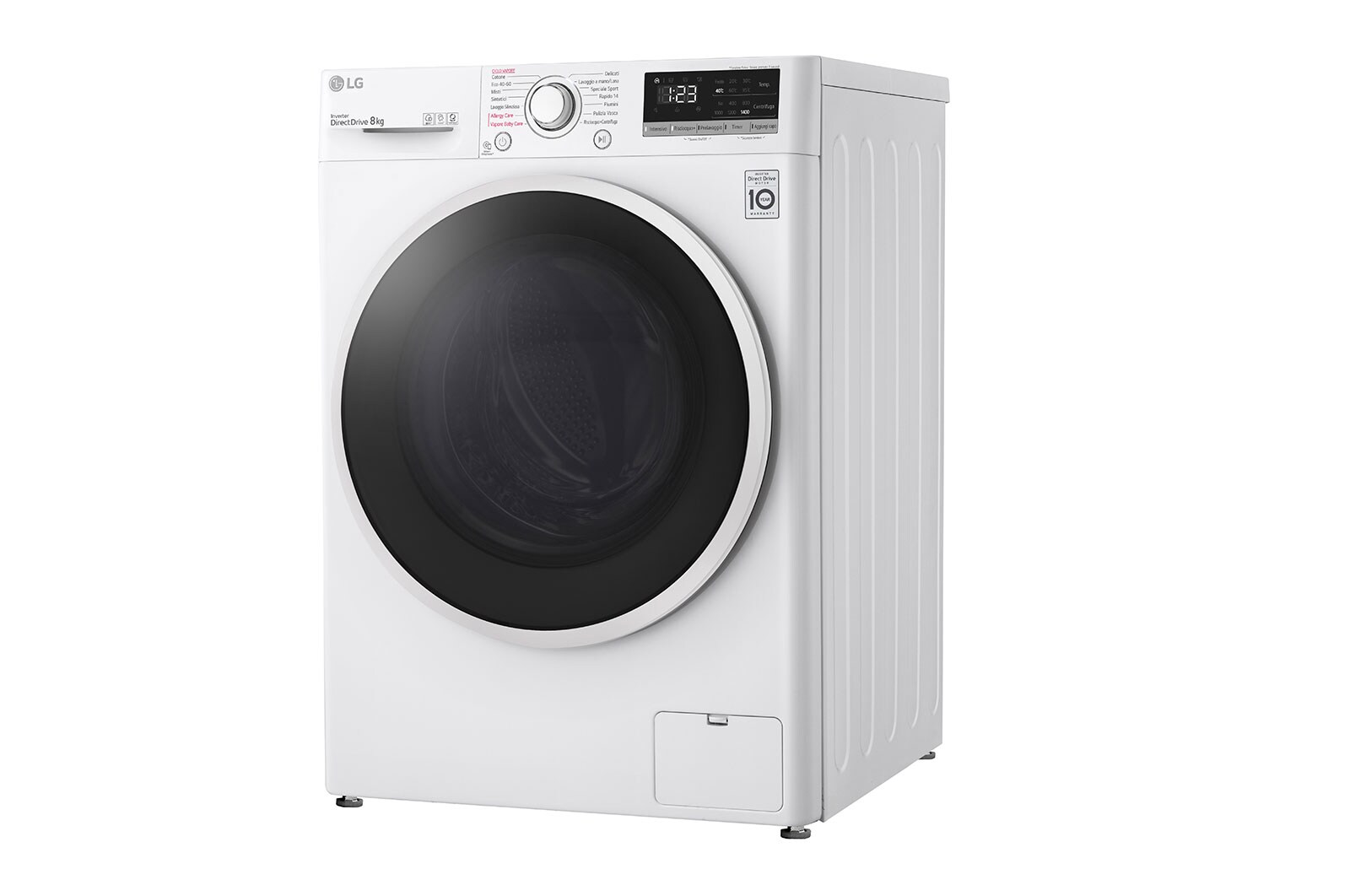 LG Lavatrice 8kg AI DD™ | Serie V3 Classe B | 1400 giri, Lavaggio a vapore, Inverter Direct Drive | White, F4WE408AIDD