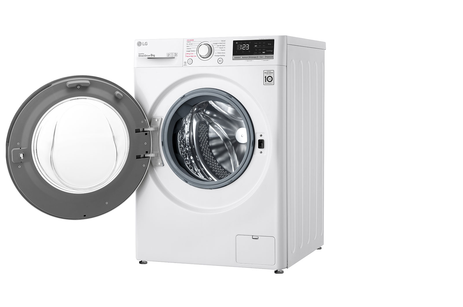 LG Lavatrice 8kg AI DD™ | Serie V3 Classe B | 1400 giri, Lavaggio a vapore, Inverter Direct Drive | White, F4WE408AIDD