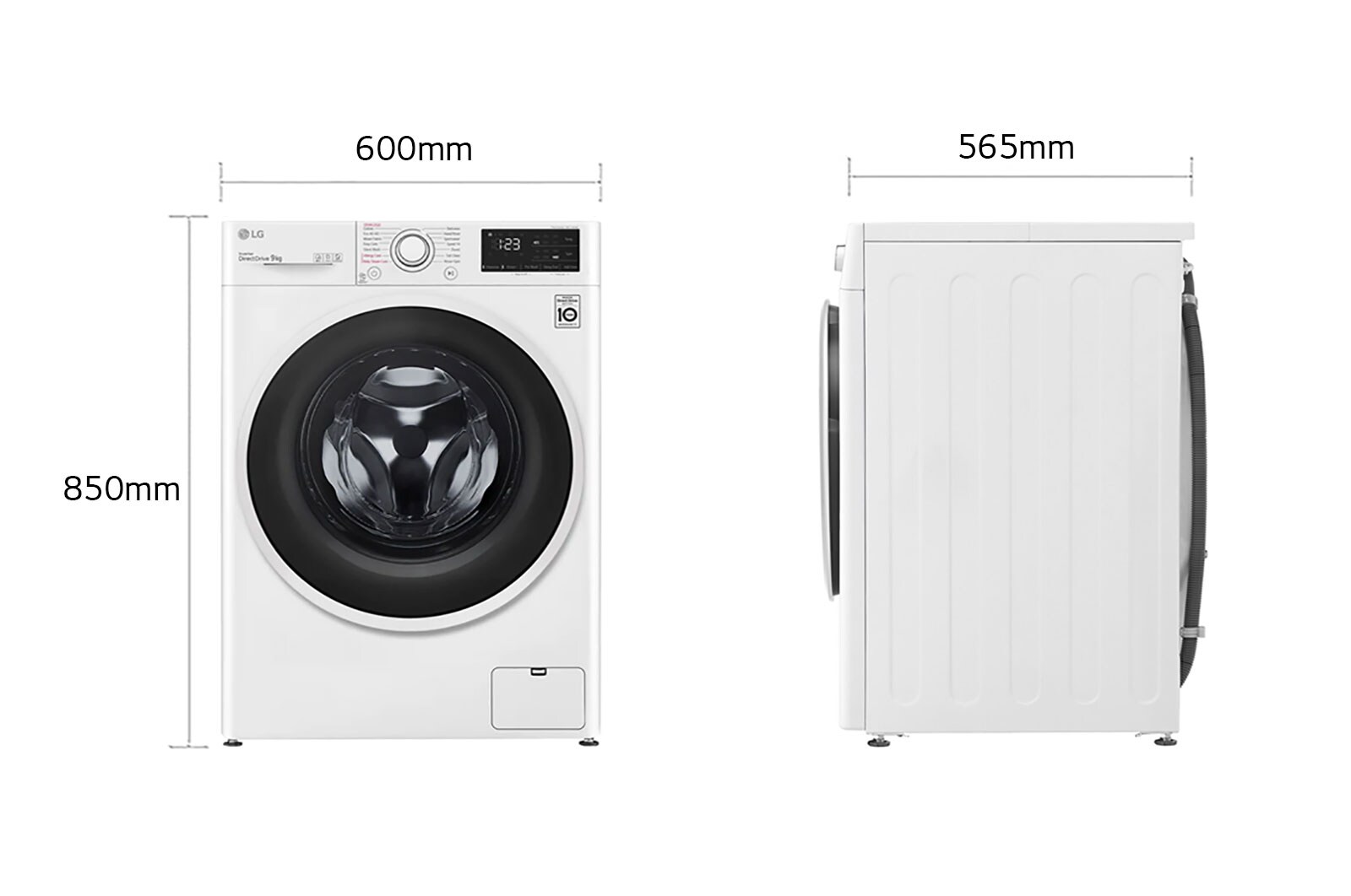 LG Lavatrice 9kg AI DD™ | Serie V3 Classe B | 1400 giri, Lavaggio a vapore, Inverter Direct Drive | White, F4WE409AIDD