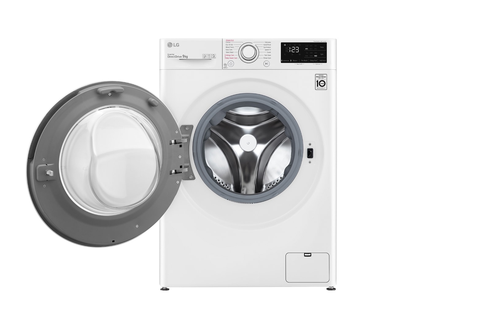 LG Lavatrice 9kg AI DD™ | Serie V3 Classe B | 1400 giri, Lavaggio a vapore, Inverter Direct Drive | White, F4WE409AIDD