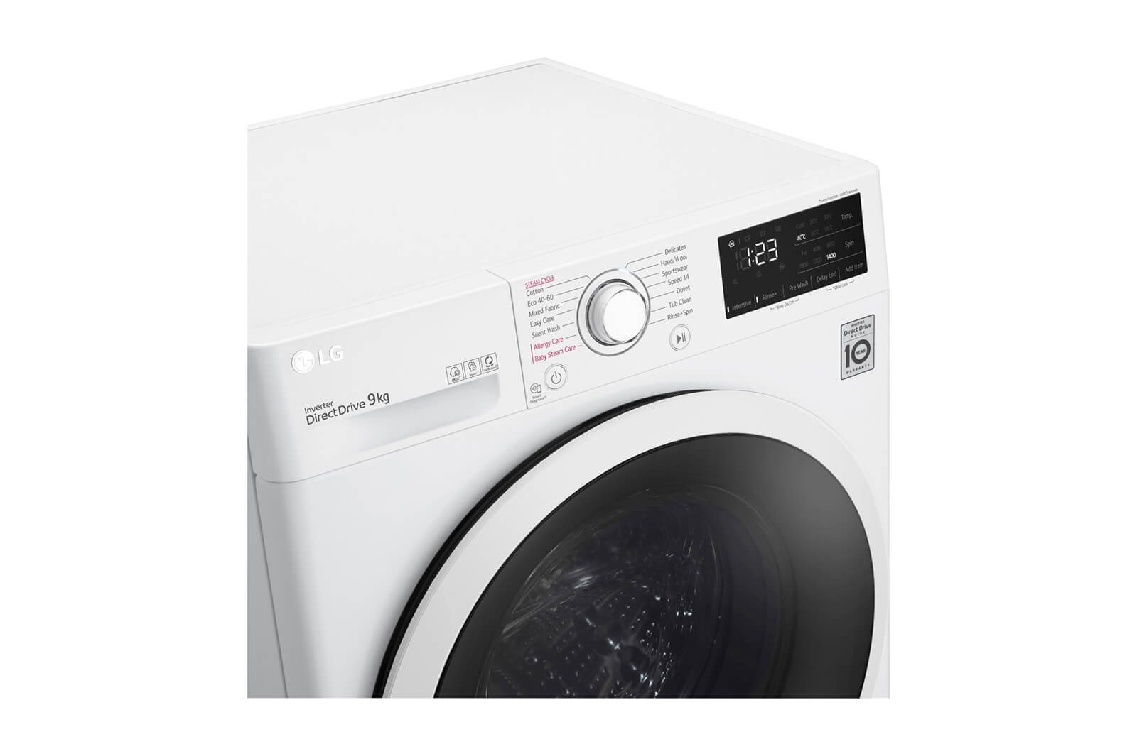 LG Lavatrice 9kg AI DD™ | Serie V3 Classe B | 1400 giri, Lavaggio a vapore, Inverter Direct Drive | White, F4WE409AIDD