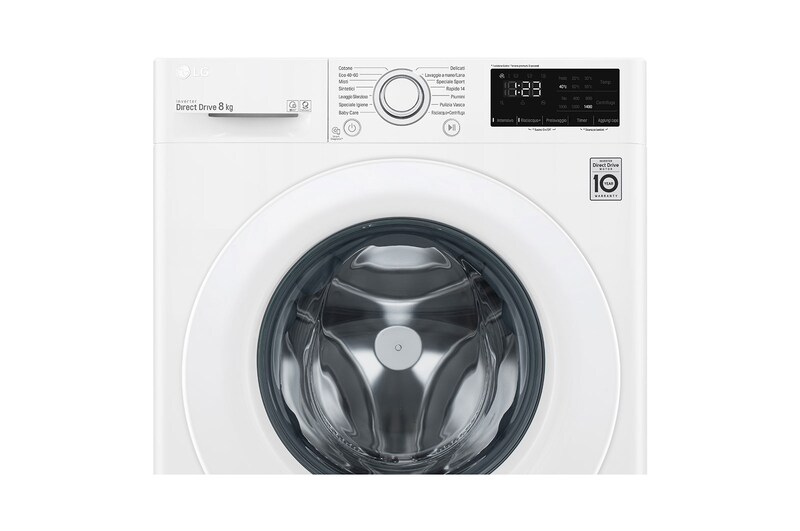 LG Lavatrice 8kg AI DD™ | Serie V3 Classe B | 1400 giri, Inverter Direct Drive, Smart Diagnosis | White, F4WV308N3B