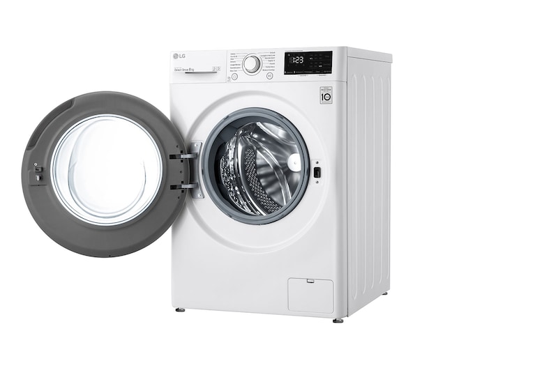 LG Lavatrice 8kg AI DD™ | Serie V3 Classe B | 1400 giri, Inverter Direct Drive, Smart Diagnosis | White, F4WV308N3B