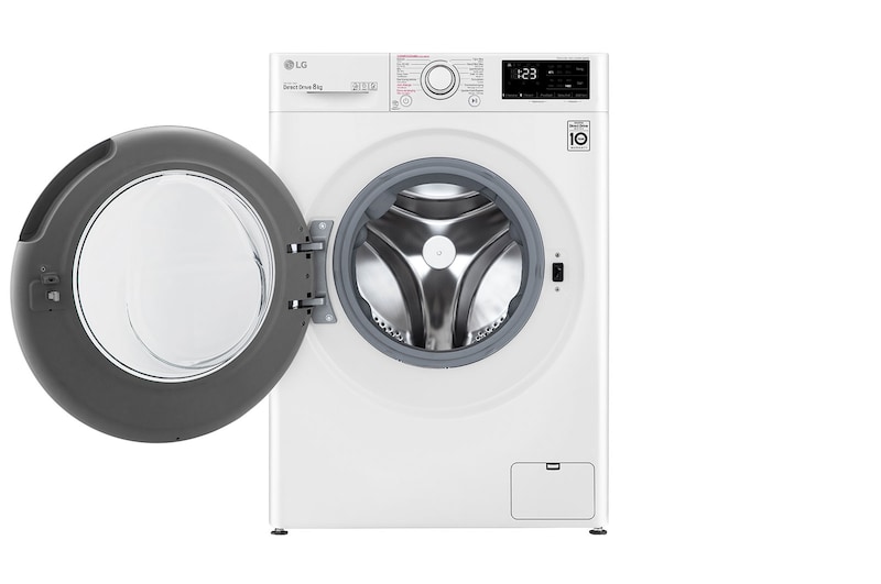 LG Lavatrice 8kg AI DD™ | Serie V3 Classe B | 1400 giri, Lavaggio a vapore, Inverter Direct Drive | White, F4WV308S3B