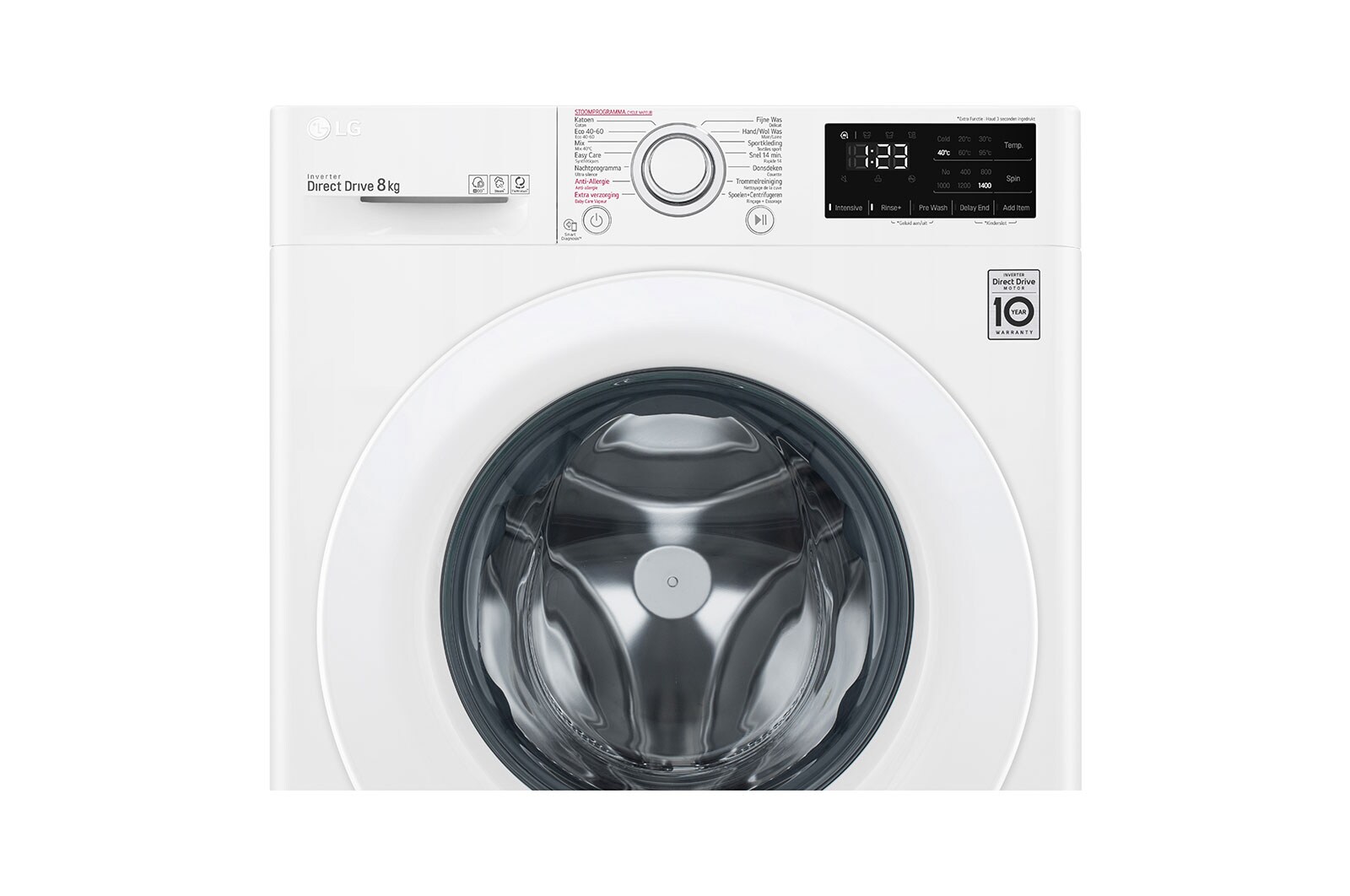 LG Lavatrice 8kg AI DD™ | Serie V3 Classe B | 1400 giri, Lavaggio a vapore, Inverter Direct Drive | White, F4WV308S3B