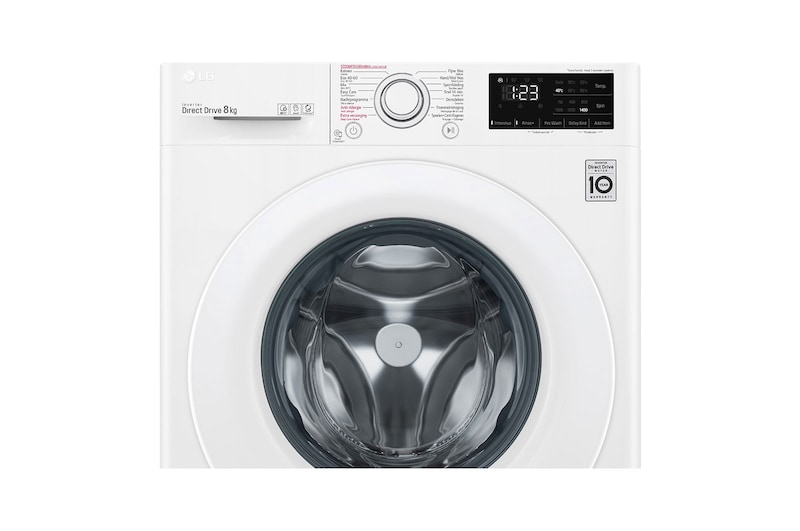 LG Lavatrice 8kg AI DD™ | Serie V3 Classe B | 1400 giri, Lavaggio a vapore, Inverter Direct Drive | White, F4WV308S3B