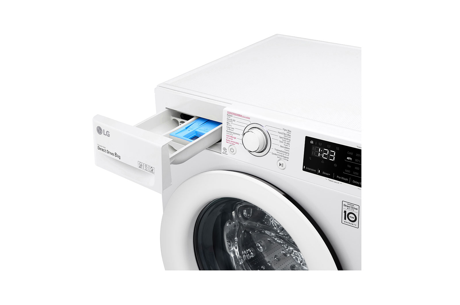LG Lavatrice 8kg AI DD™ | Serie V3 Classe B | 1400 giri, Lavaggio a vapore, Inverter Direct Drive | White, F4WV308S3B
