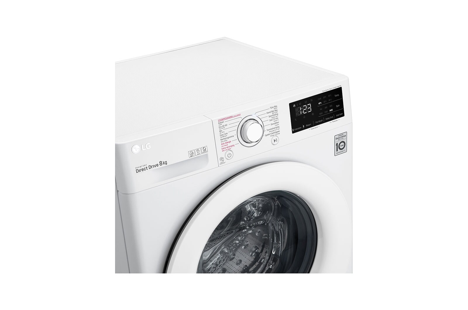 LG Lavatrice 8kg AI DD™ | Serie V3 Classe B | 1400 giri, Lavaggio a vapore, Inverter Direct Drive | White, F4WV308S3B