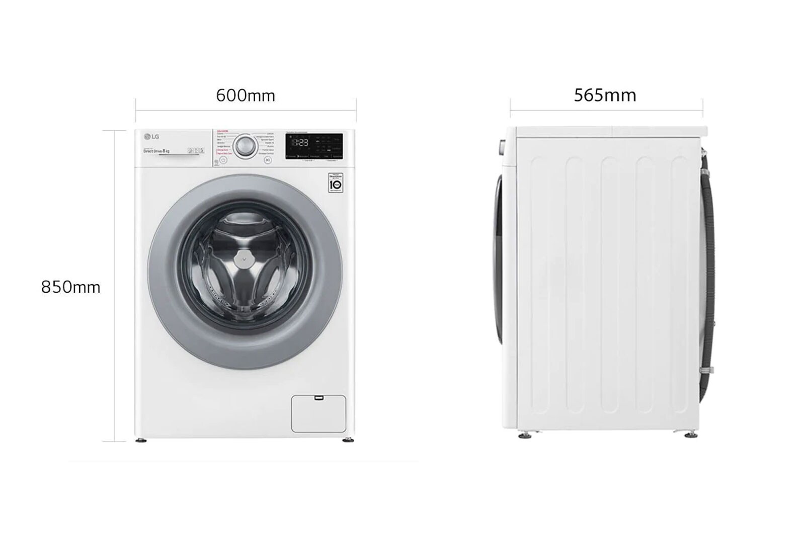 LG Lavatrice 8kg AI DD™ | Serie V3 Classe B | 1400 giri, Lavaggio a vapore, Inverter Direct Drive | White, F4WV308S4B