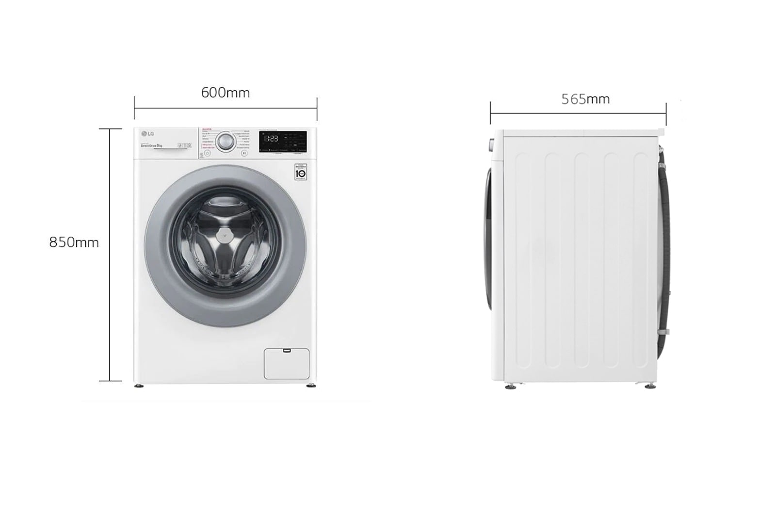 LG Lavatrice 9kg AI DD™ | Serie V3 Classe B | 1400 giri, Lavaggio a vapore, Inverter Direct Drive | White, F4WV309S4E
