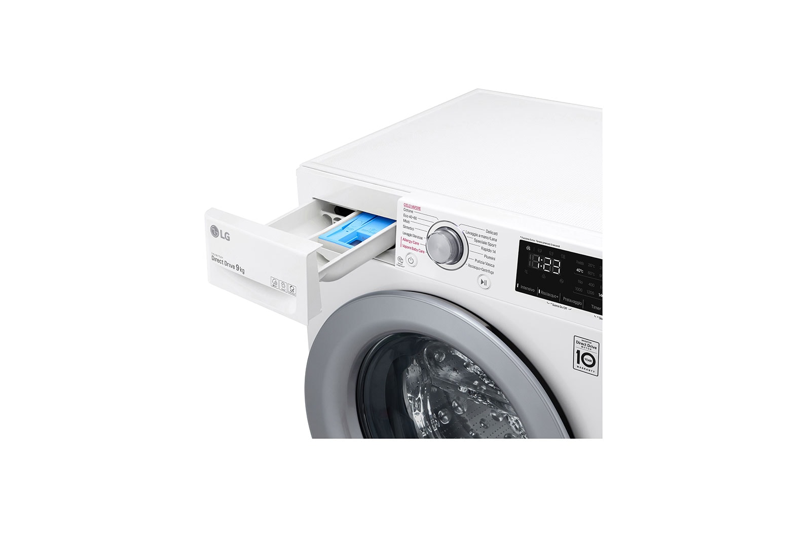 LG Lavatrice 9kg AI DD™ | Serie V3 Classe B | 1400 giri, Lavaggio a vapore, Inverter Direct Drive | White, F4WV309S4E