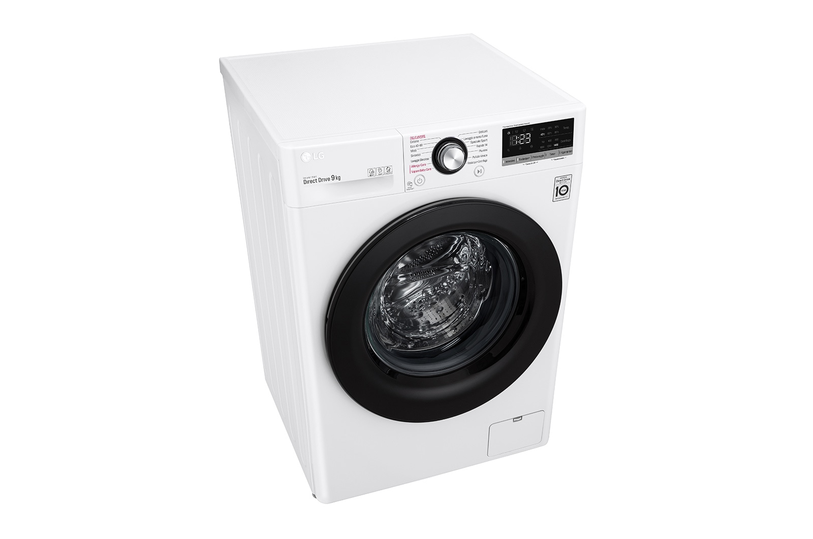 LG Lavatrice 9kg AI DD™ | Serie V3 Classe A/A/A | 1400 giri, Lavaggio a vapore, Inverter Direct Drive | White, F4WV309SAE
