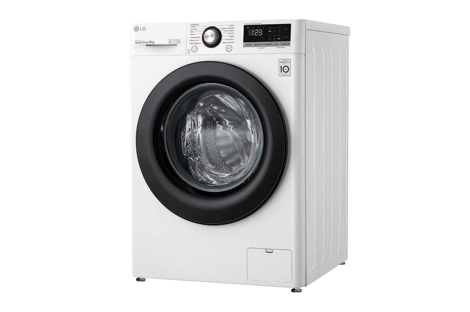 LG Lavatrice 9kg AI DD™ | Serie V3 Classe A/A/A | 1400 giri, Lavaggio a vapore, Inverter Direct Drive | White, F4WV309SAE