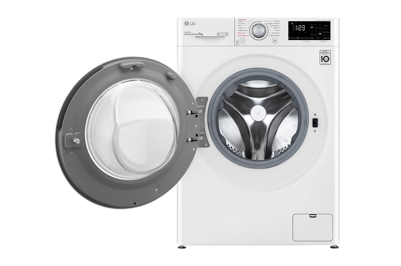 LG Lavatrice 9kg AI DD™ | Serie V3 Classe B | 1400 giri, Lavaggio a vapore, Allergy Care | White, F4WV309SIL