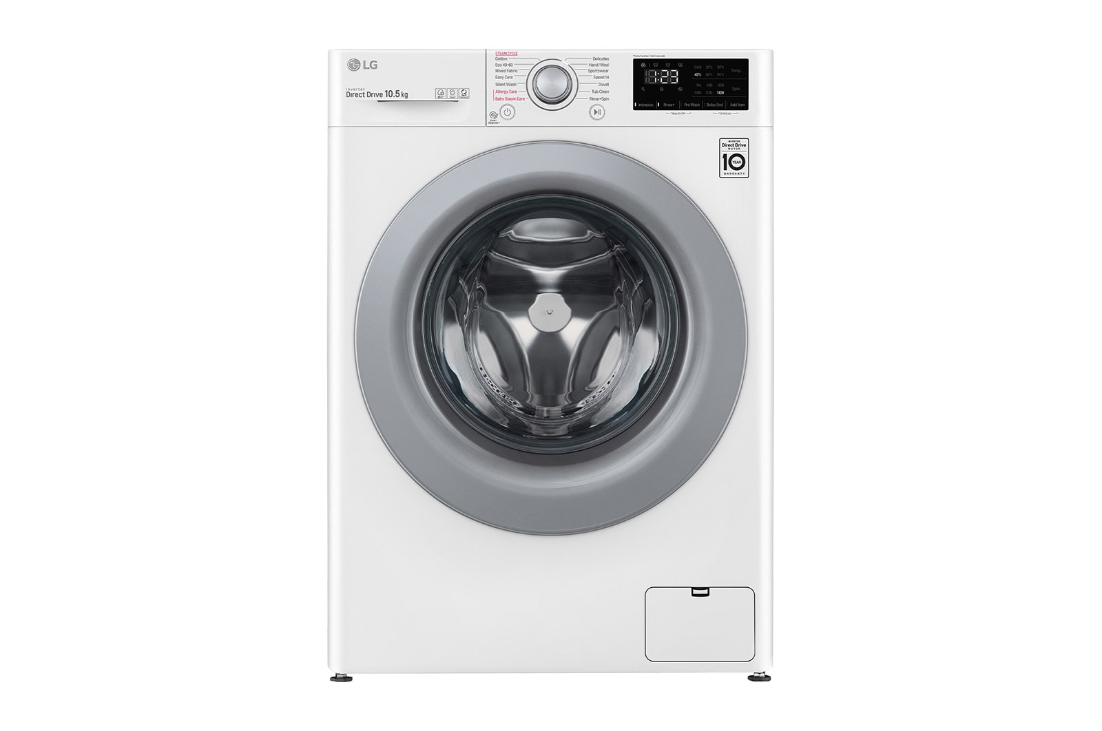 Vista frontale di Lavatrice 10,5kg AI DD™ | Serie V3 Classe B | 1400 giri, Lavaggio a vapore, Inverter Direct Drive | White F4WV310S4E