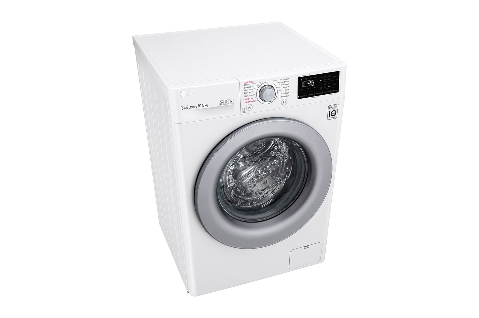 LG Lavatrice 10,5kg AI DD™ | Serie V3 Classe B | 1400 giri, Lavaggio a vapore, Inverter Direct Drive | White, F4WV310S4E