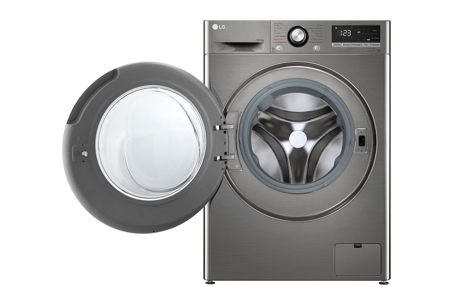 LG Lavatrice 10,5kg AI DD™ | Serie V3 Classe B | 1400 giri, Lavaggio a vapore, Inverter Direct Drive | Silver, F4WV310S6PE