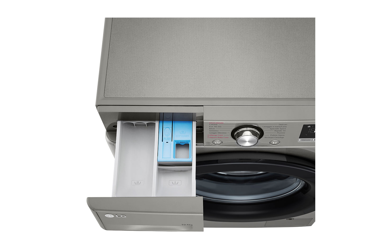 LG Lavatrice 10,5kg AI DD™ | Serie V3 Classe B | 1400 giri, Lavaggio a vapore, Inverter Direct Drive | Silver, F4WV310S6PE