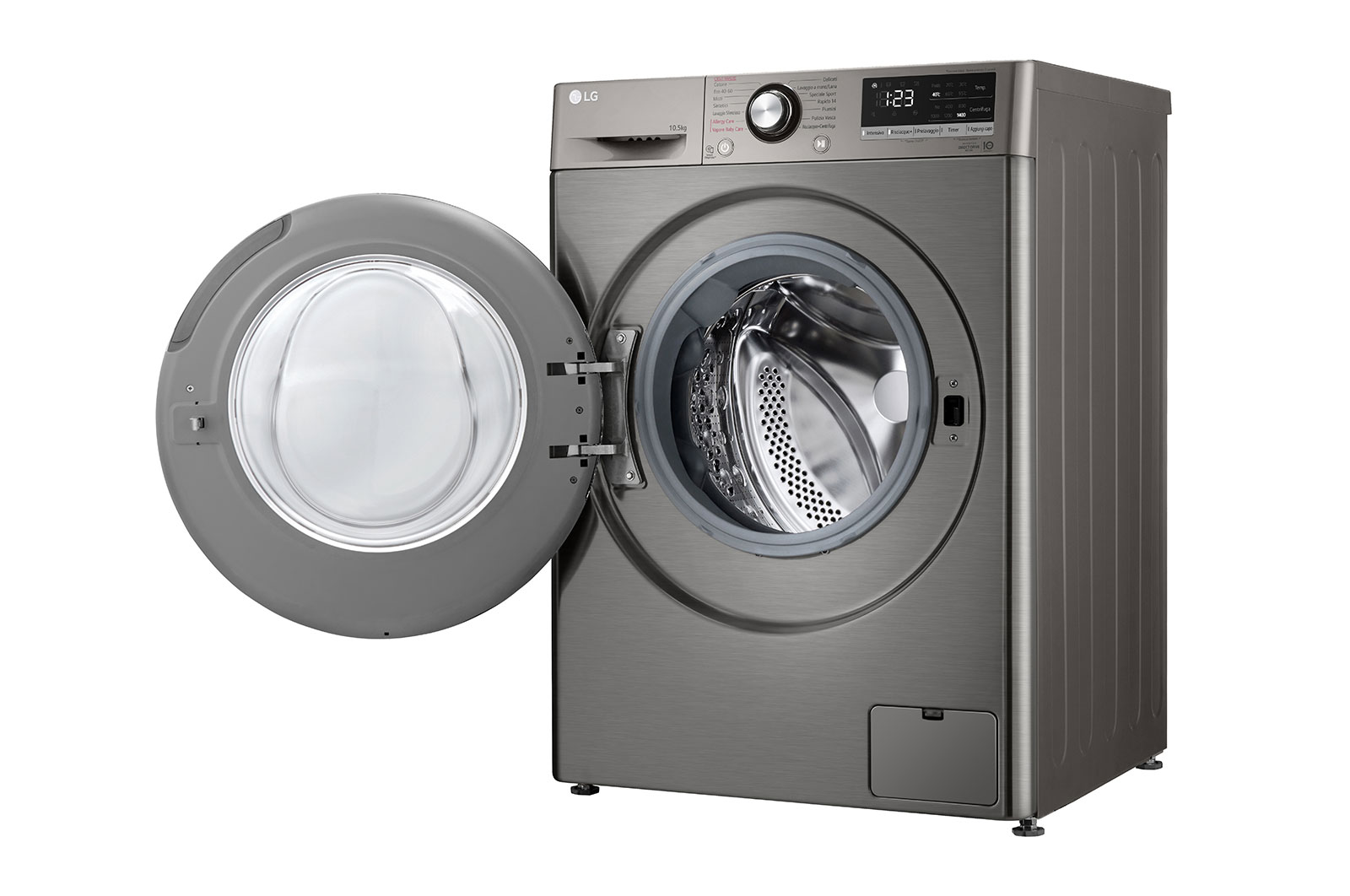 LG Lavatrice 10,5kg AI DD™ | Serie V3 Classe B | 1400 giri, Lavaggio a vapore, Inverter Direct Drive | Silver, F4WV310S6PE