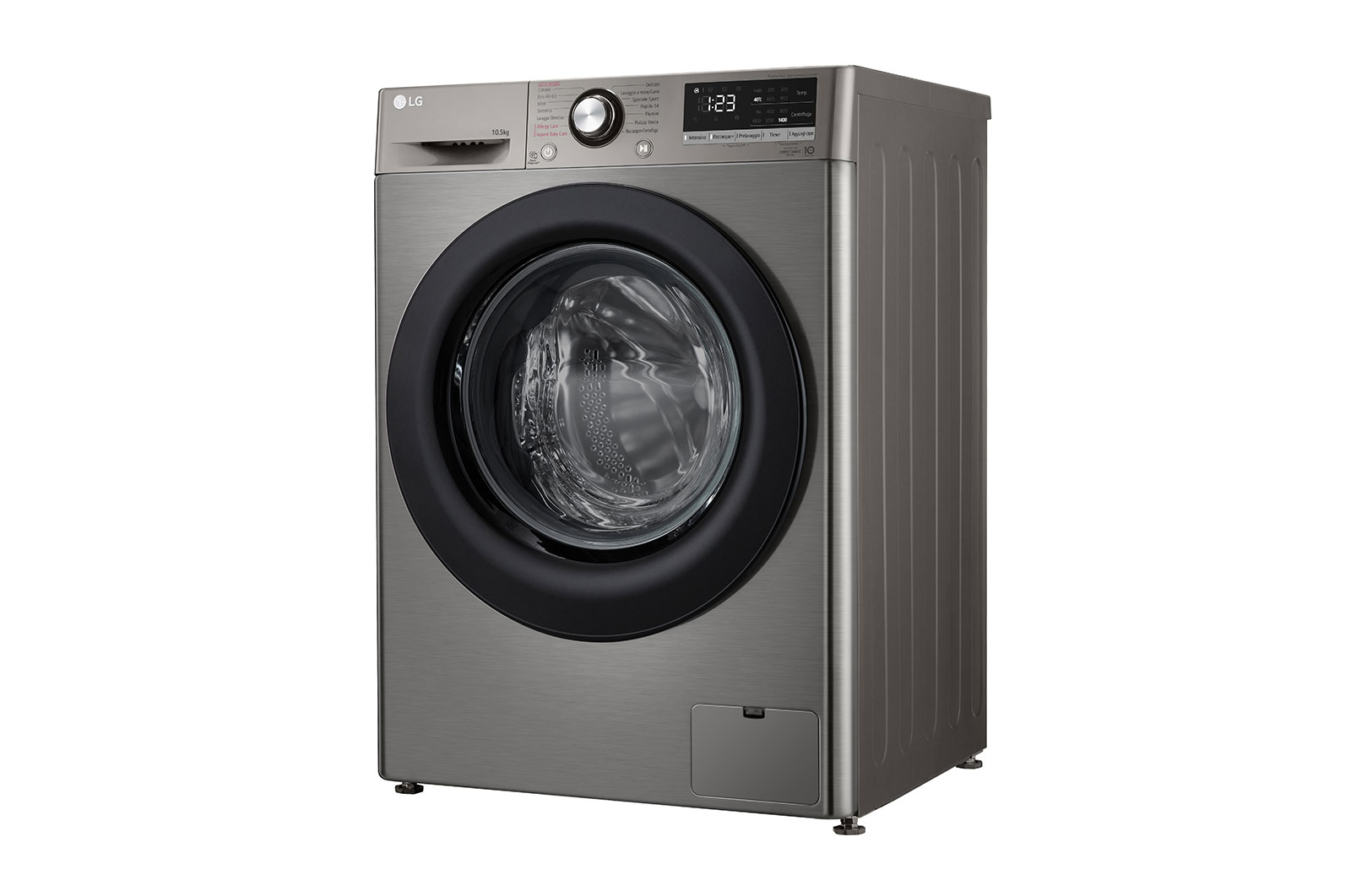 LG Lavatrice 10,5kg AI DD™ | Serie V3 Classe B | 1400 giri, Lavaggio a vapore, Inverter Direct Drive | Silver, F4WV310S6PE