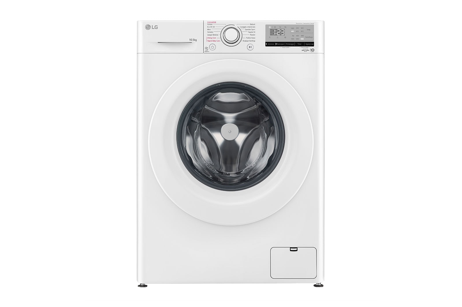 Vista frontale di Lavatrice 10,5kg AI DD™ | Serie V3 Classe B | 1400 giri, Lavaggio a vapore, Allergy Care | White F4WV310WHT