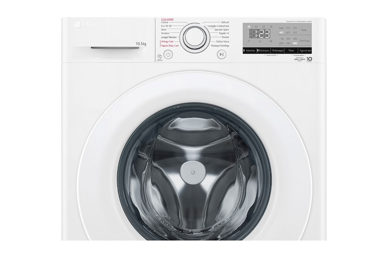LG Lavatrice 10,5kg AI DD™ | Serie V3 Classe B | 1400 giri, Lavaggio a vapore, Allergy Care | White, F4WV310WHT
