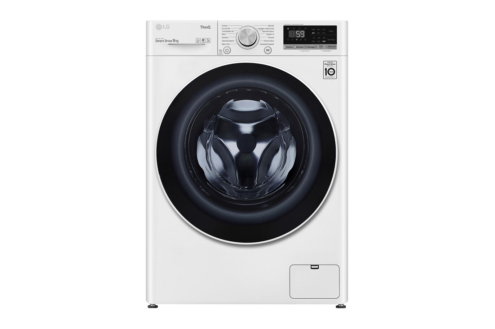 LG Lavatrice 8kg AI DD™ | Serie V5 Classe B | 1400 giri, TurboWash, Lavaggio a vapore, Wi-Fi | White, F4WV508N0B