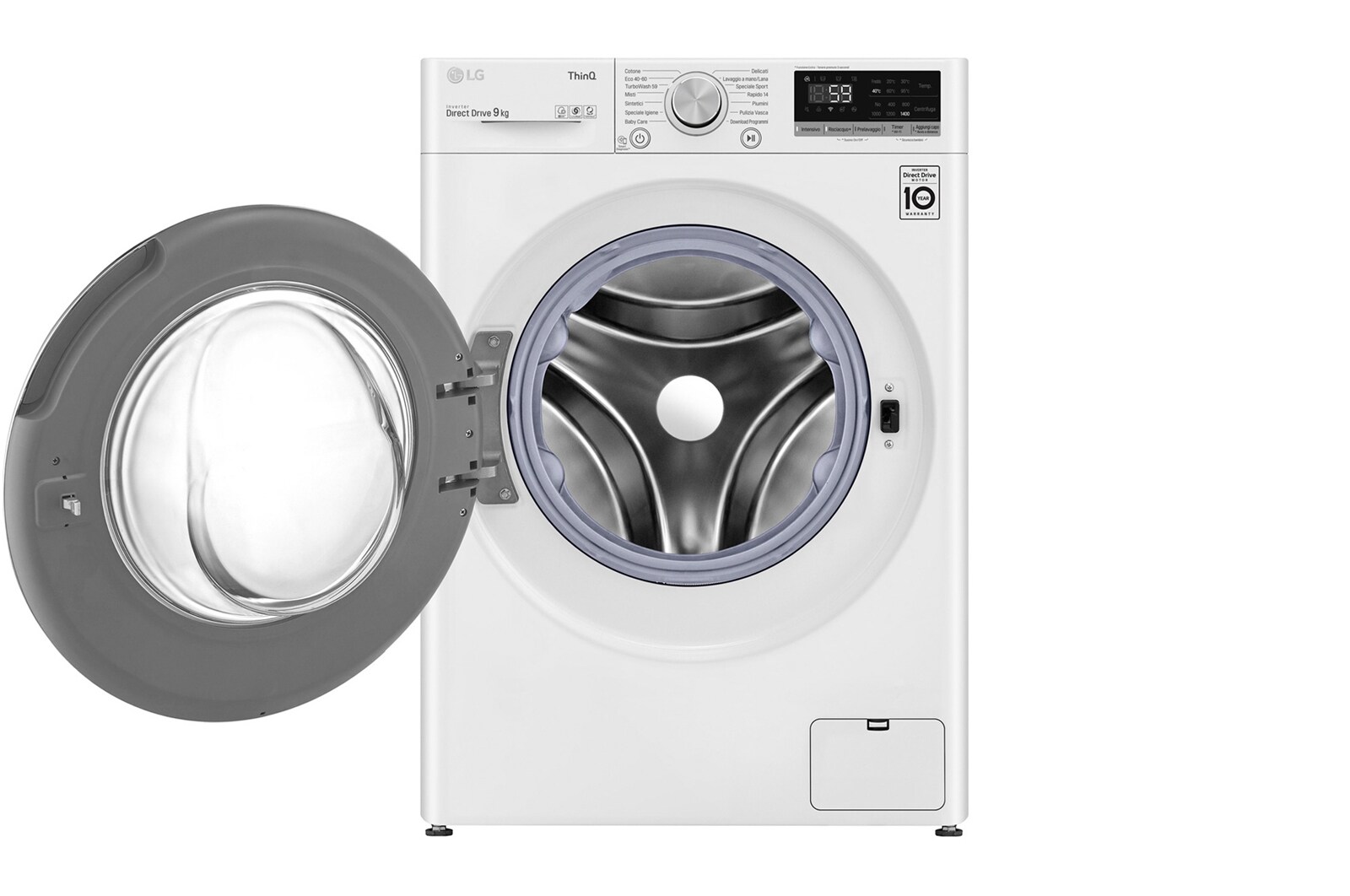 LG Lavatrice 8kg AI DD™ | Serie V5 Classe B | 1400 giri, TurboWash, Lavaggio a vapore, Wi-Fi | White, F4WV508N0B