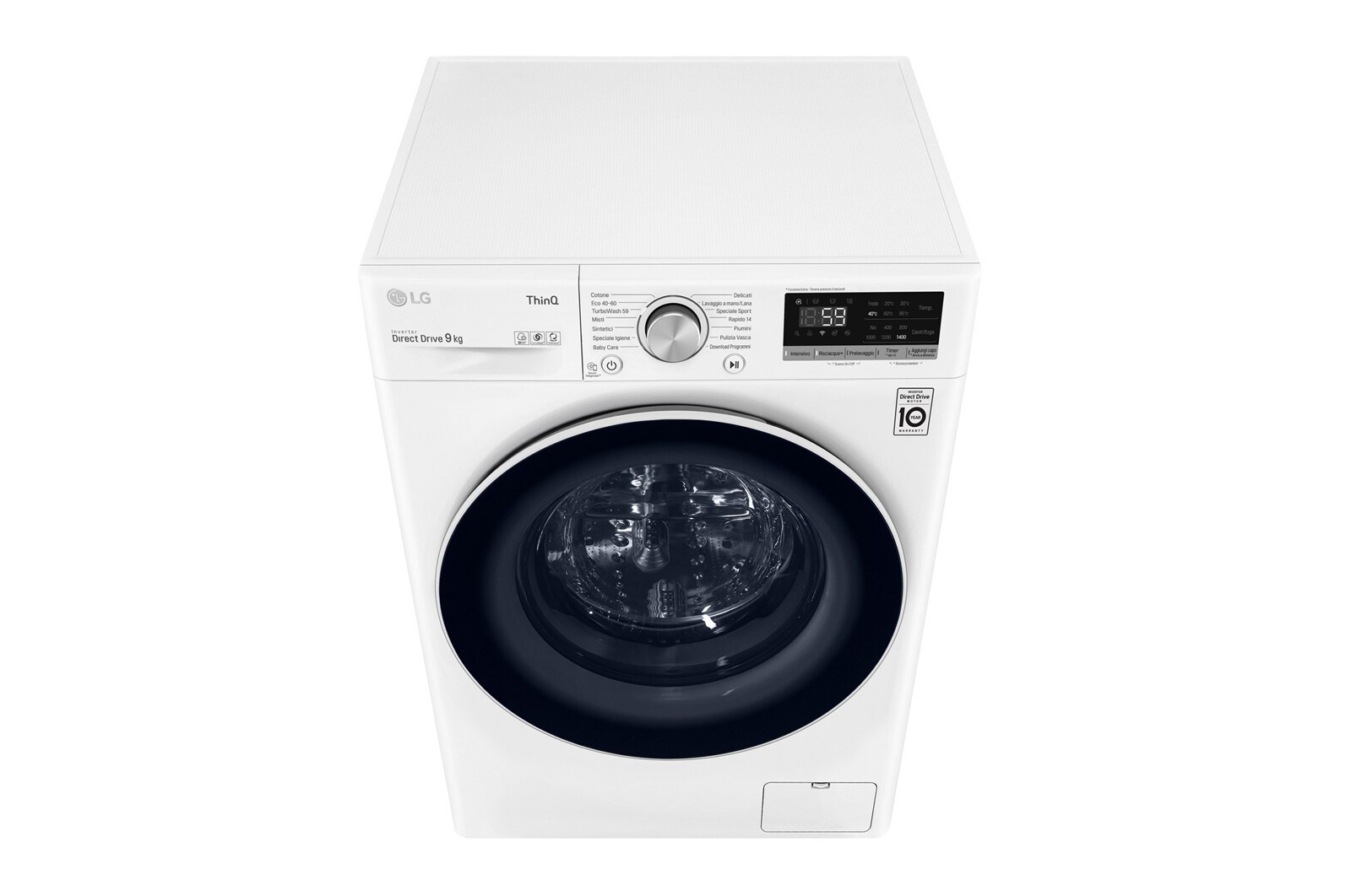 LG Lavatrice 8kg AI DD™ | Serie V5 Classe B | 1400 giri, TurboWash, Lavaggio a vapore, Wi-Fi | White, F4WV508N0B