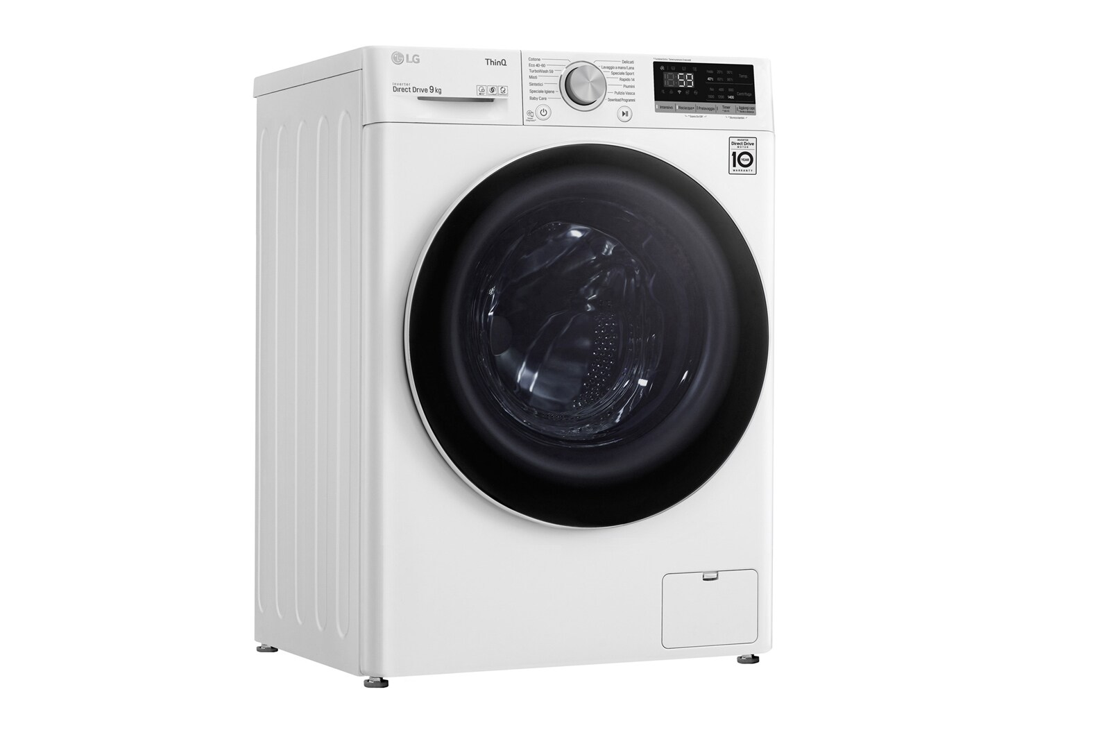 LG Lavatrice 8kg AI DD™ | Serie V5 Classe B | 1400 giri, TurboWash, Lavaggio a vapore, Wi-Fi | White, F4WV508N0B