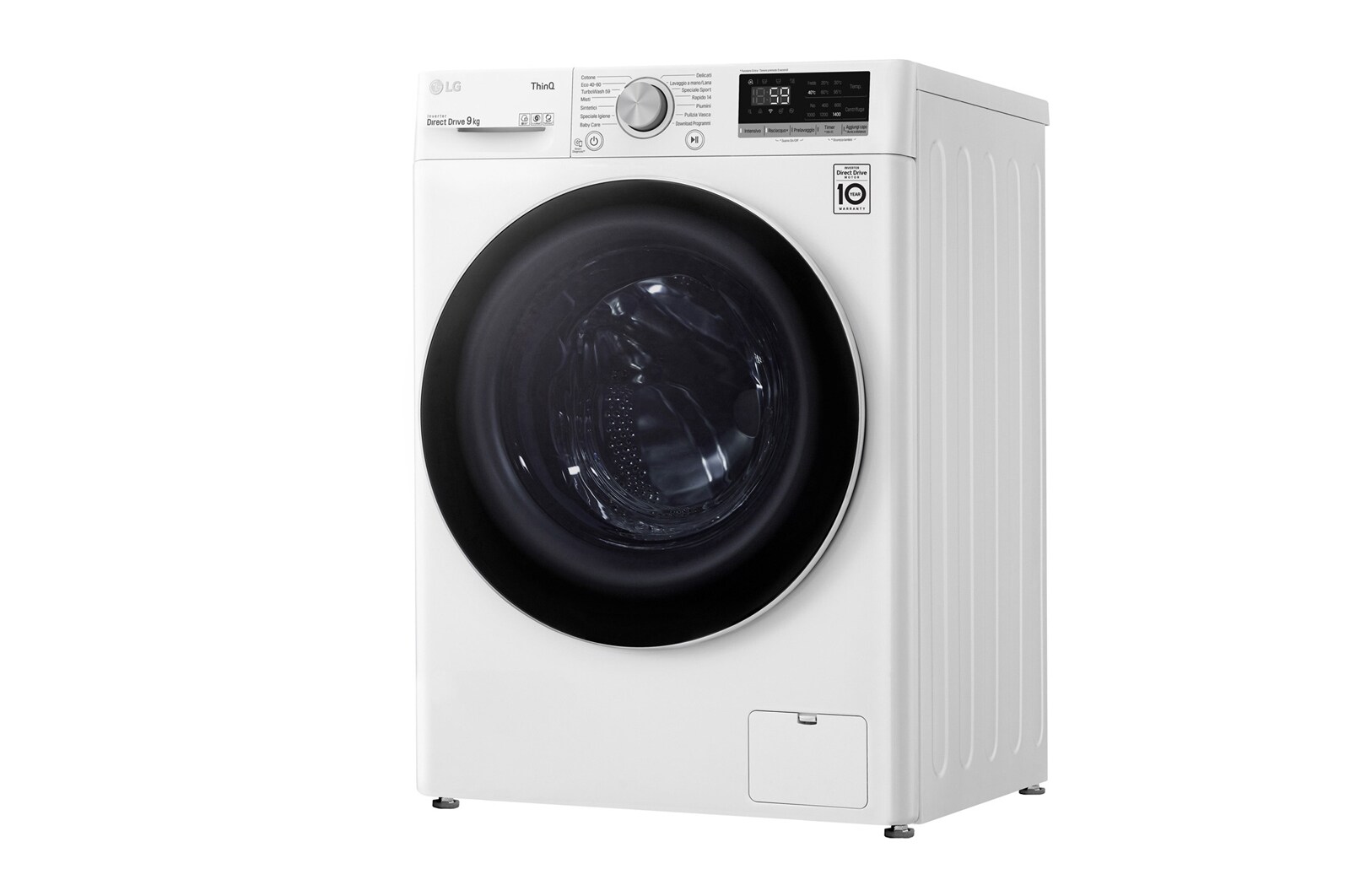 LG Lavatrice 8kg AI DD™ | Serie V5 Classe B | 1400 giri, TurboWash, Lavaggio a vapore, Wi-Fi | White, F4WV508N0B