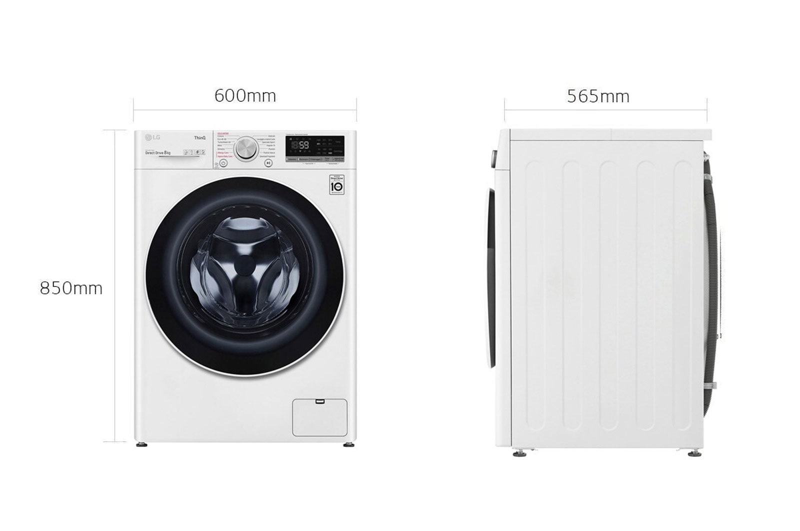 LG Lavatrice 8kg AI DD™ | Serie V5 Classe B | 1400 giri, TurboWash, Lavaggio a vapore, Wi-Fi | White, F4WV508S0B