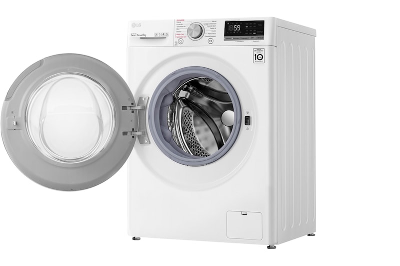 LG Lavatrice 8kg AI DD™ | Serie V5 Classe B | 1400 giri, TurboWash, Lavaggio a vapore, Wi-Fi | White, F4WV508S1B